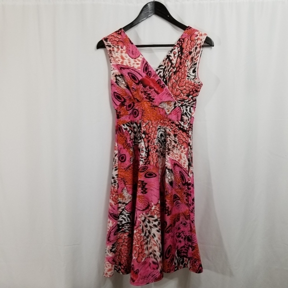 Gilmour Vibrant Pink Patterned Women's Sleeveless Dress Size Small - Picture 2 of 14